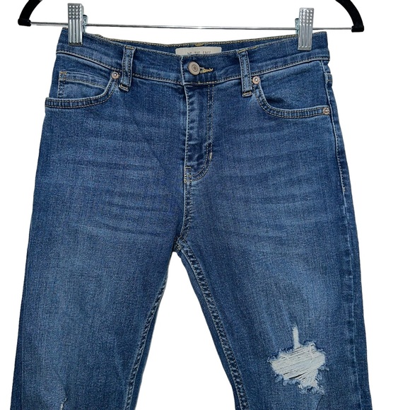 Free People We the Free Cropped Distressed Skinny Jeans Raw Hem Size 25 - Picture 4 of 11